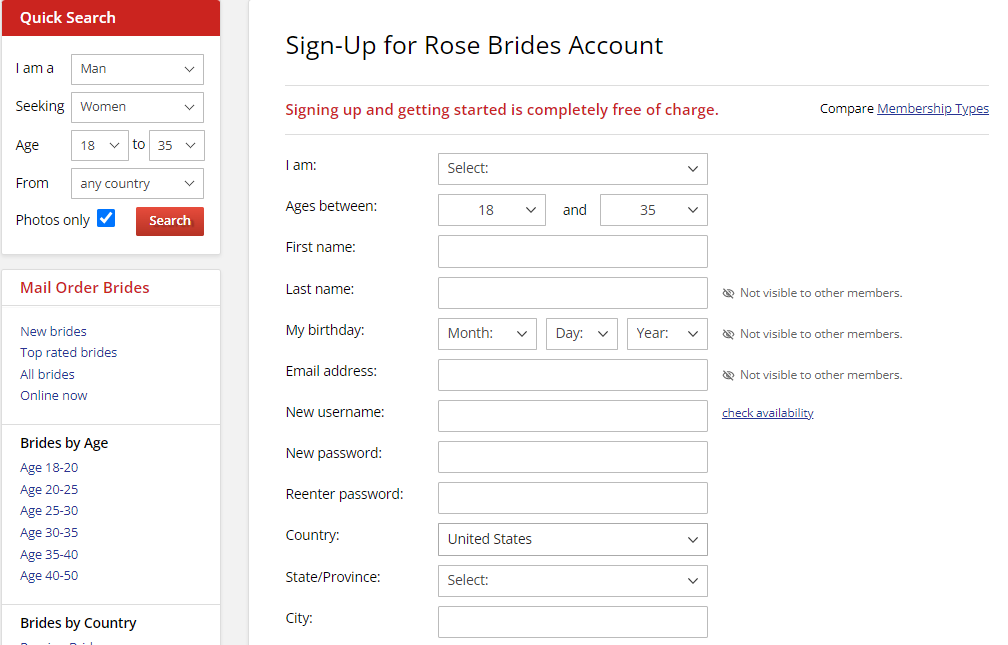 RoseBrides Registration